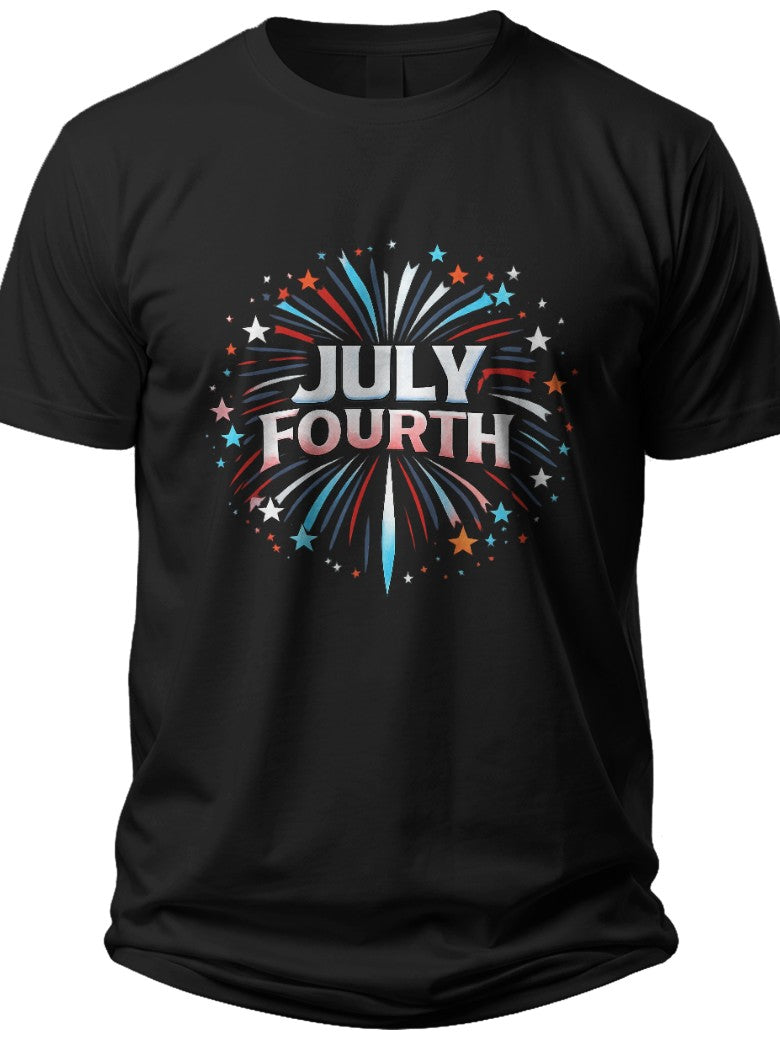 Festive Firework Burst 4th of July Tshirts - Adult Unisex Tee