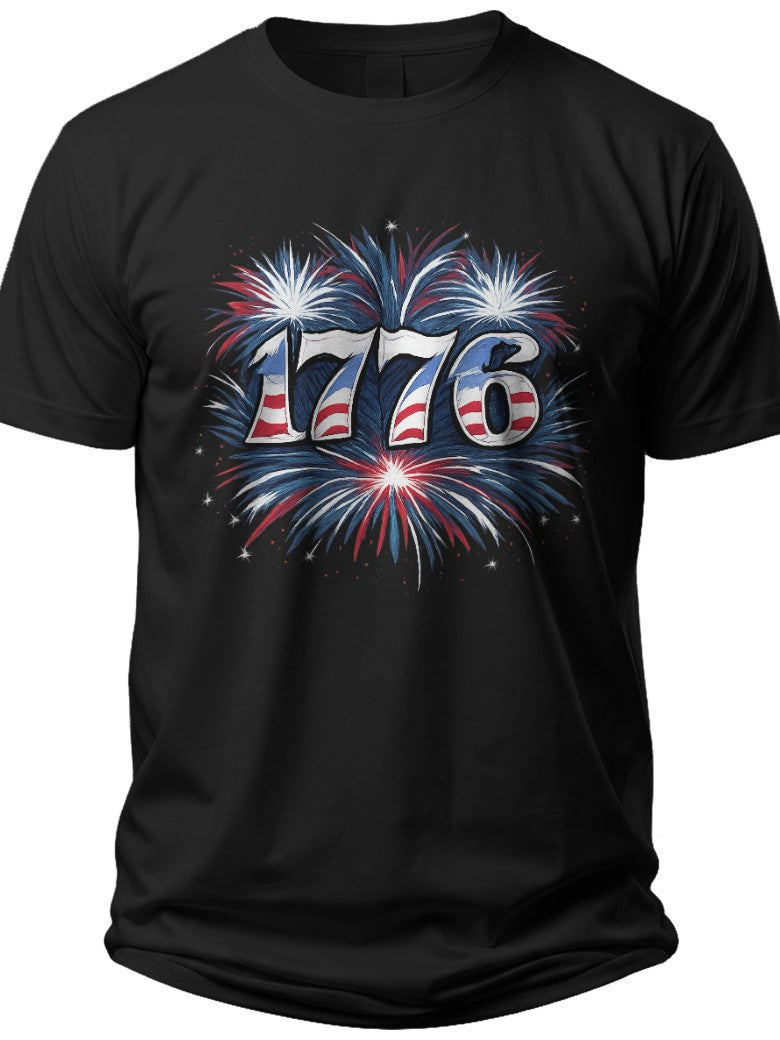 Festive 1776 Fireworks 4 of July Shirts for Men - Adult Unisex Tee