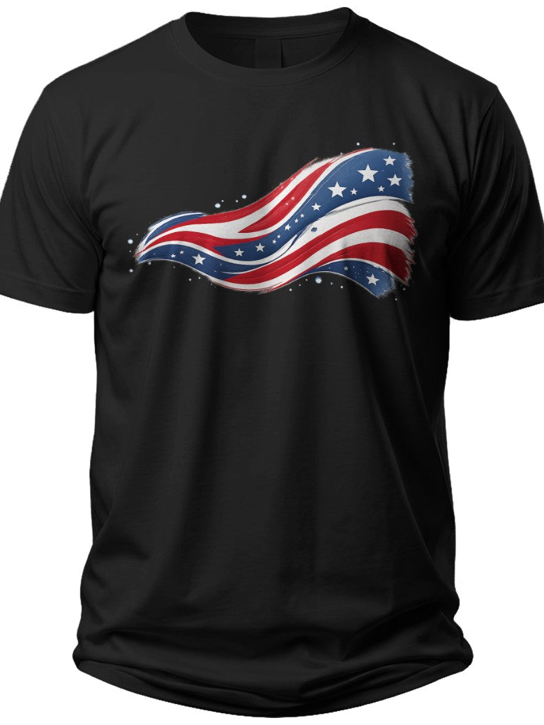 Distressed Flag Waves 4th of July Button Down Shirts for Men - Adult Unisex Tee