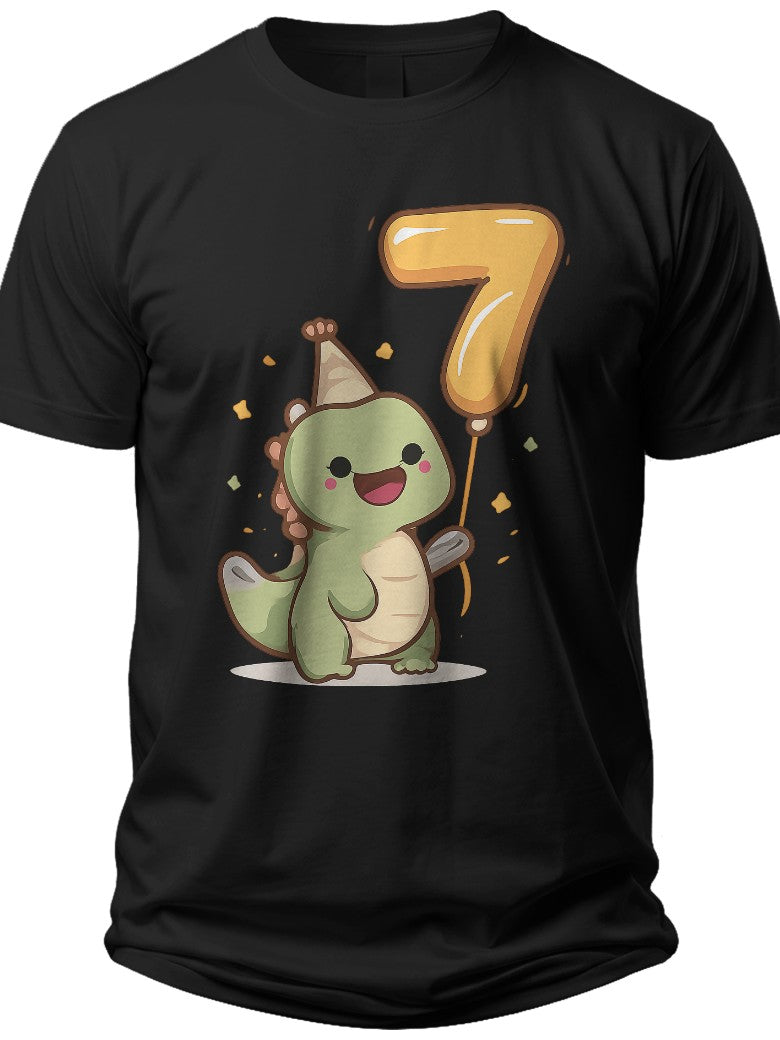 Dino Seven Party I Was 6 Now Im 7 Birthday Shirt - Adult Unisex Tee