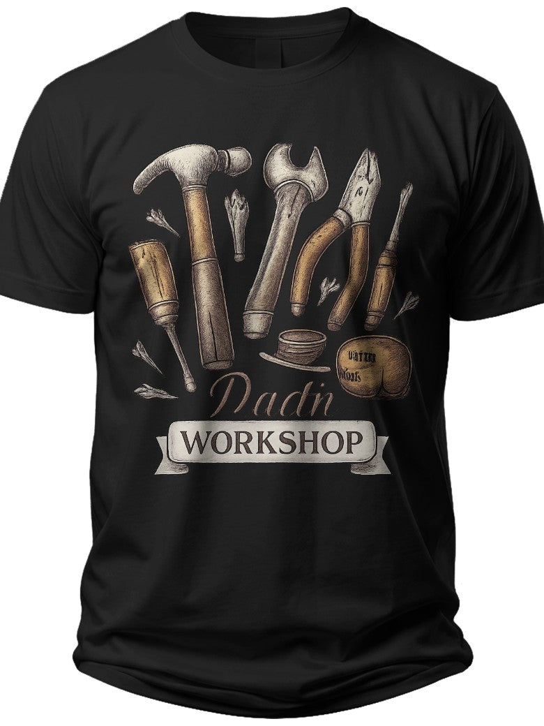 Dad's Workshop Tools Fathers Day Tee Shirts - Adult Unisex Tee