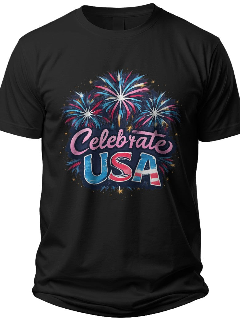 Celebrate USA Fireworks 4th of July Tshirt - Adult Unisex Tee