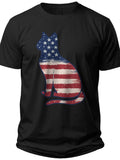Cat Stripes Flag Cat 4th of July Shirt - Adult Unisex Tee