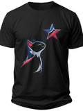 Cat Star Gazer Cat 4th of July Shirt - Adult Unisex Tee