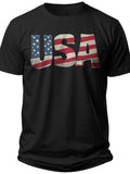 Bold Stripes and Stars Text Forth of July Shirts Women - Adult Unisex Tee