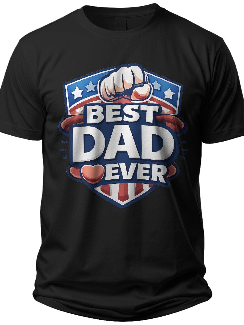 Best Dad Ever Heart Custom Fathers Day Shirt - Adult Unisex Tee