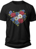 American Floral Heart Fourth of July Shirt Women - Adult Unisex Tee
