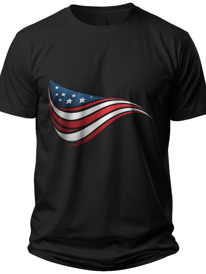 Abstract Waving Stripes Mens 4th of July T Shirts - Adult Unisex Tee