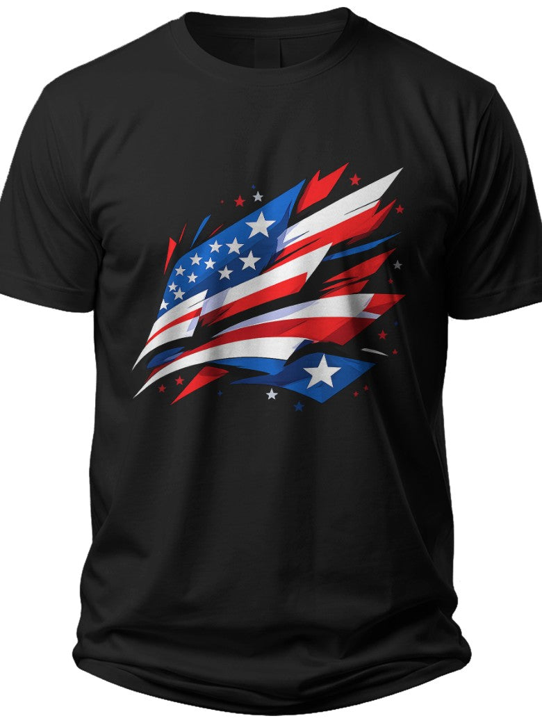 Abstract Stars & Stripes Fourth of July Shirt Men - Adult Unisex Tee