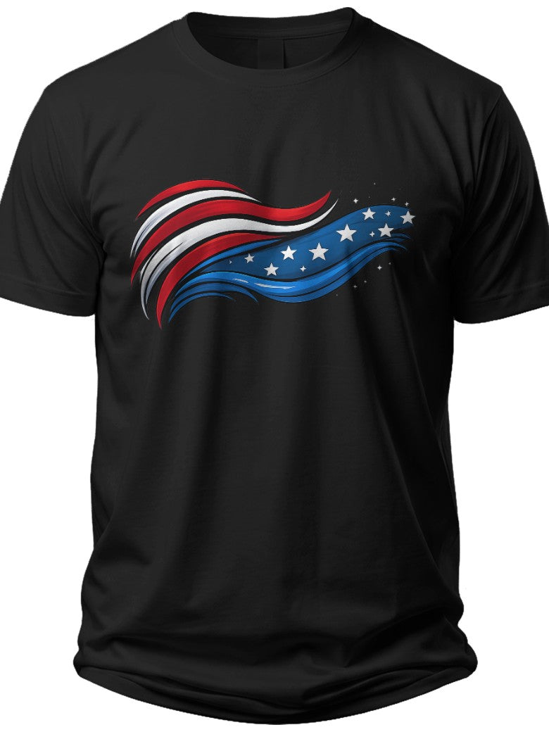 Abstract Patriotic Waves Plus Size Fourth of July Shirts for Women - Adult Unisex Tee