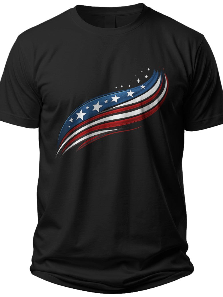 Abstract Flag Waves July 4 Shirts - Adult Unisex Tee