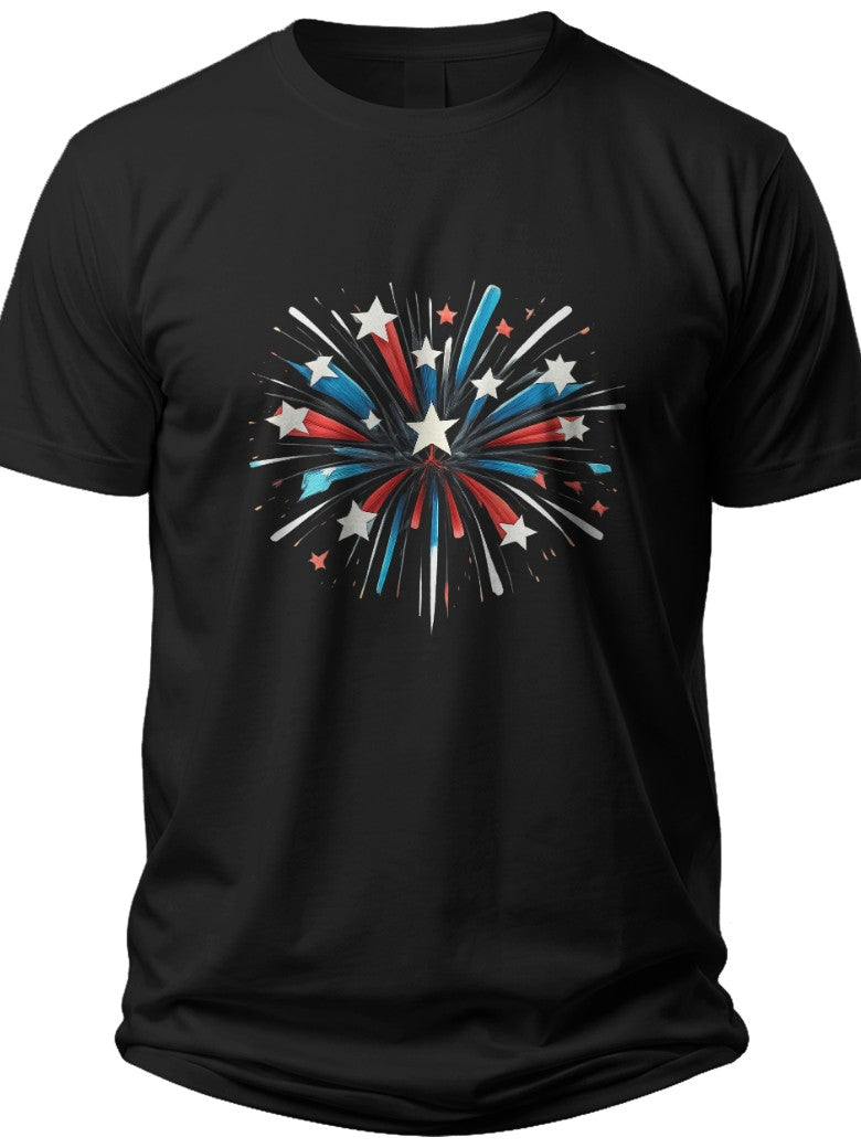 Abstract Firework Stars Mens 4th of July Shirts - Adult Unisex Tee