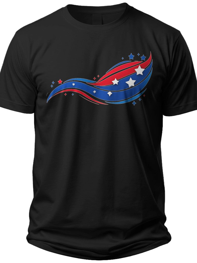 Abstract American Waves July 4th Shirt - Adult Unisex Tee