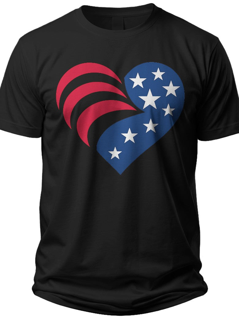 Abstract American Heart Red White and Blue Shirts for Women - Adult Unisex Tee