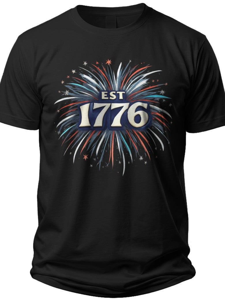 1776 Celebration Burst 4th of July T Shirts for Men - Adult Unisex Tee
