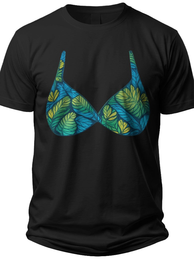 Tropical Leaf Swim Print Bikini T Shirt - Adult Unisex Tee