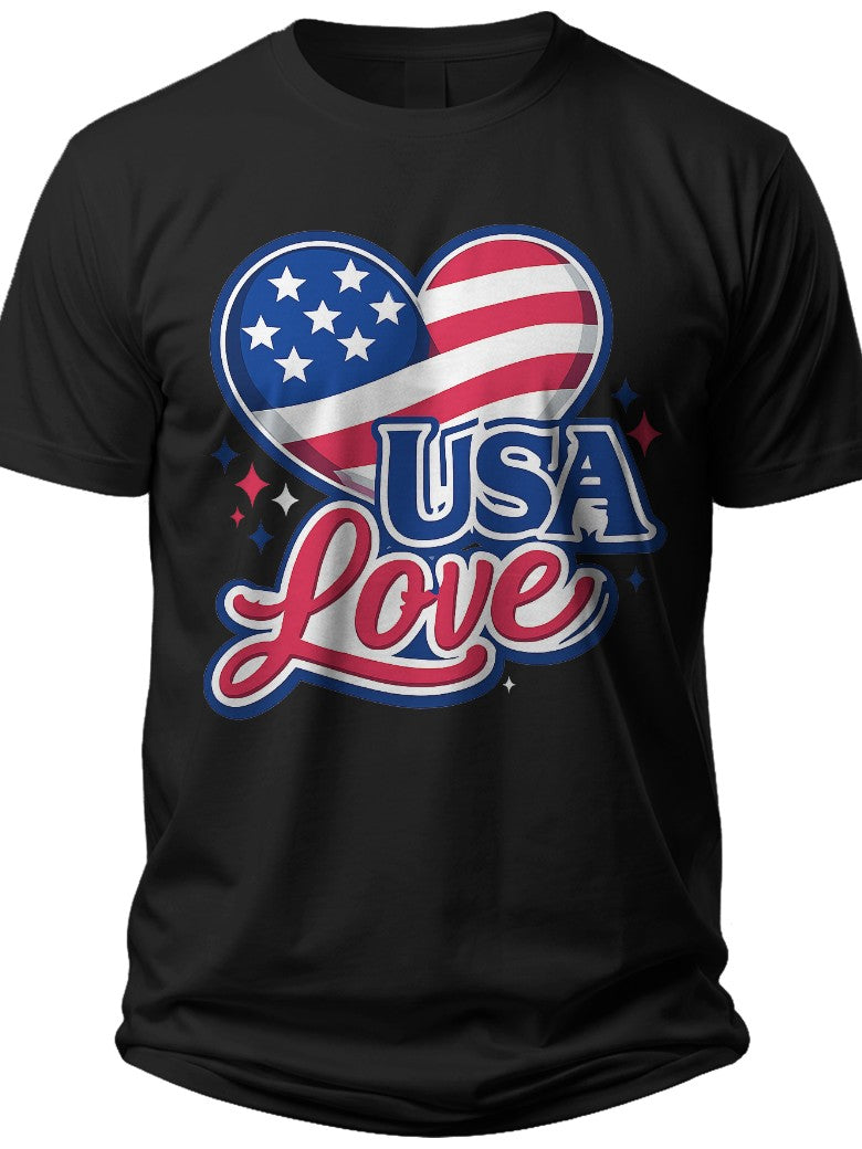 USA Love Heart Women Usa Shirt - Adult Unisex Tee