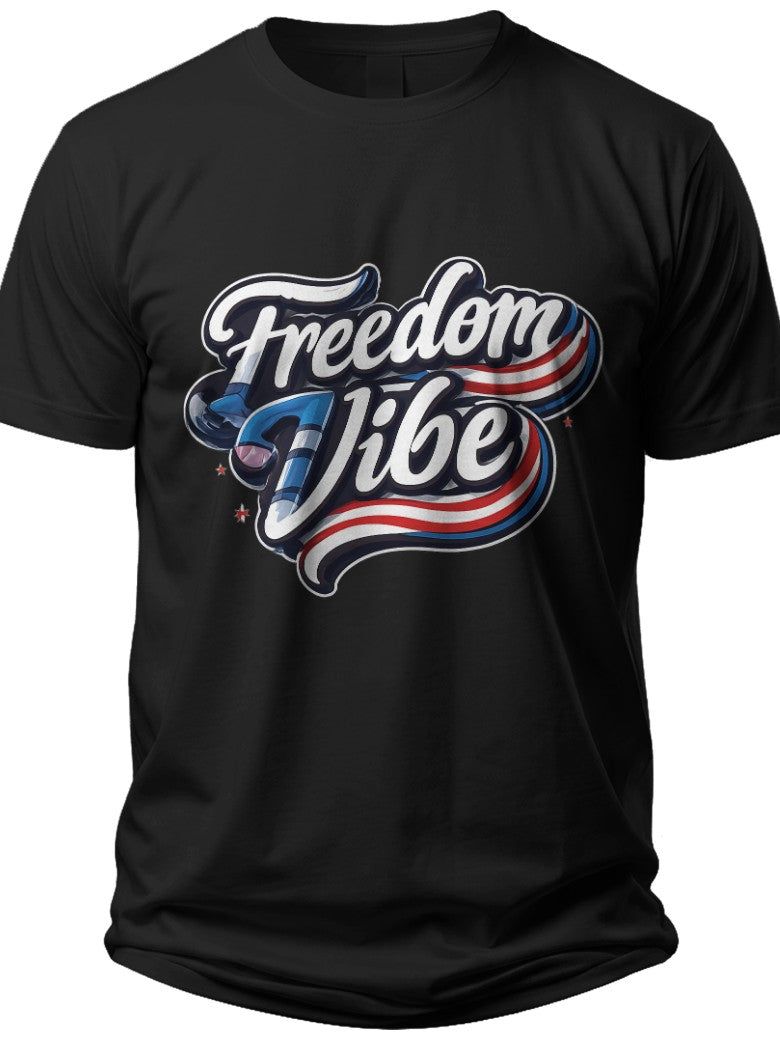 Wavy Flag Elements Text American Flag Button Up Shirt Men - Adult Unisex Tee