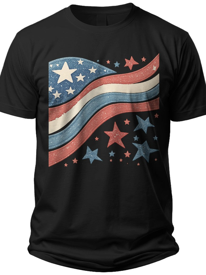 Vintage Star Stripes American Flag T Shirts for Men - Adult Unisex Tee