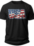 USA Stars & Stripes Text Red White and Blue Shirts for Men - Adult Unisex Tee