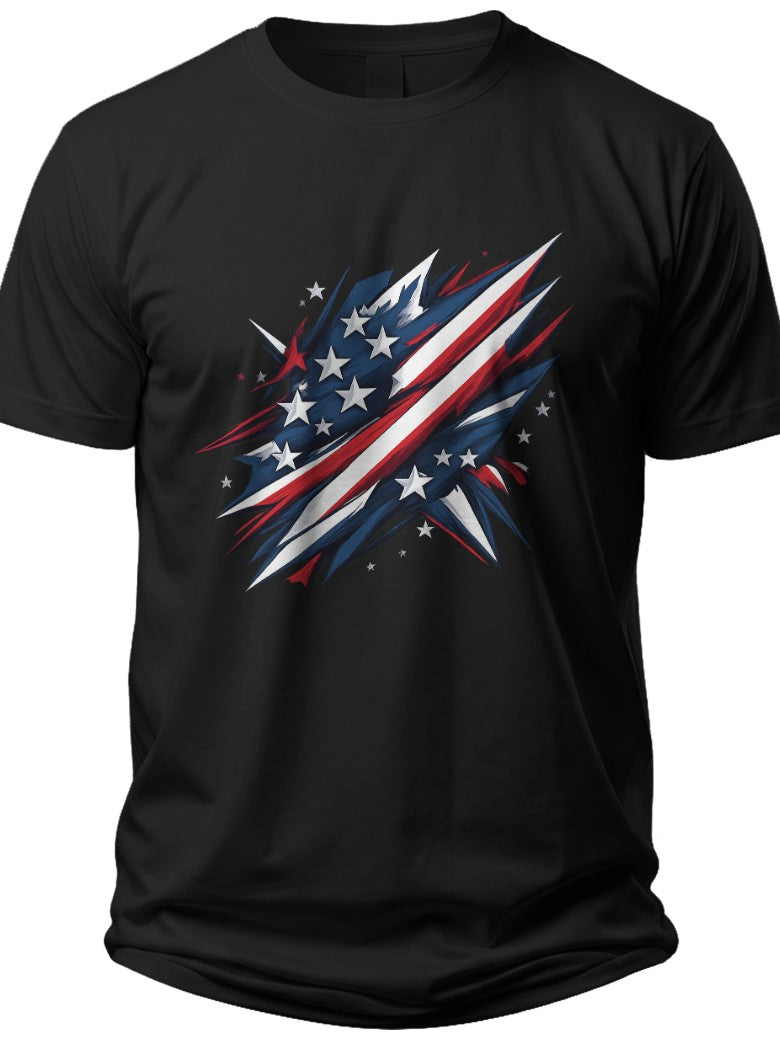 Star Stripe Abstract Usa T Shirts - Adult Unisex Tee