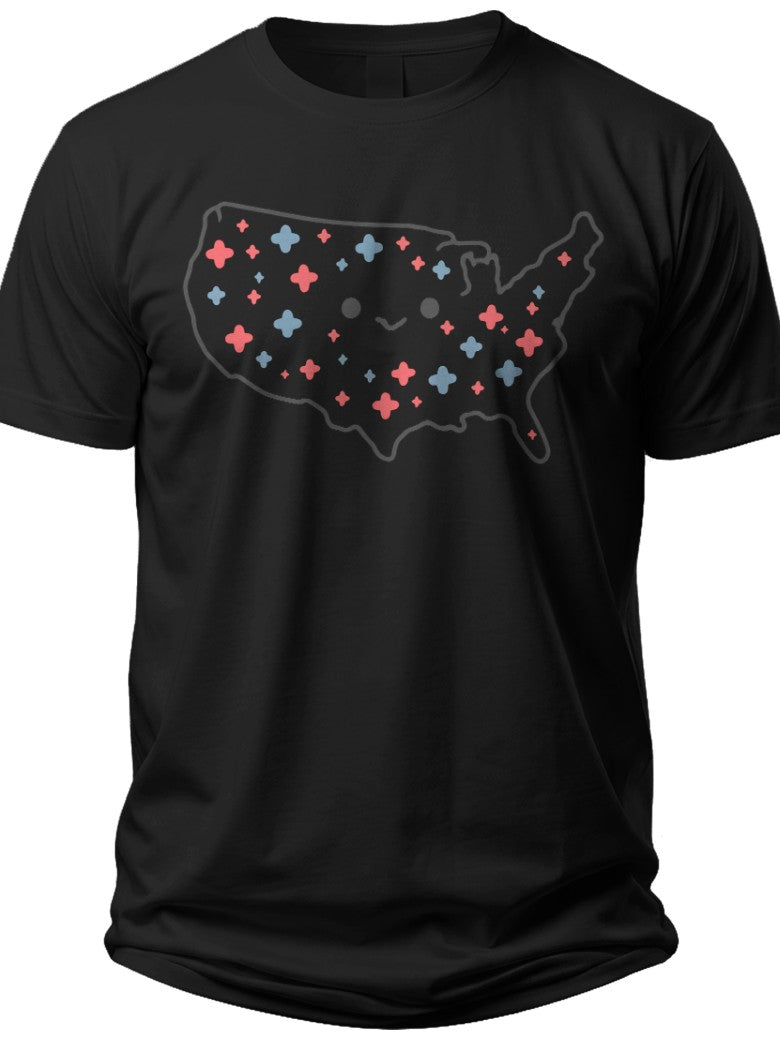 Happy USA Map Usa Kids Shirt - Adult Unisex Tee