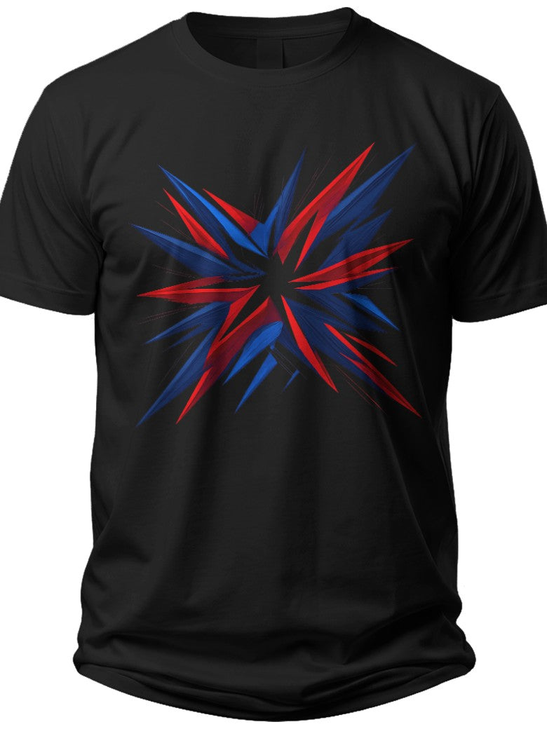 Abstract Patriotic Burst Red White and Blue Shirts for Men - Adult Unisex Tee