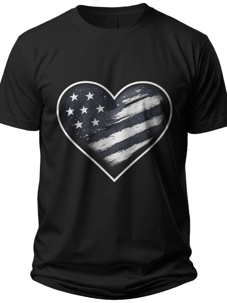 Patriotic Heart Outline Freedom Shirt - Adult Unisex Tee