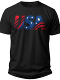 USA Star Stripe Text Stars and Stripes Shirts for Women - Adult Unisex Tee