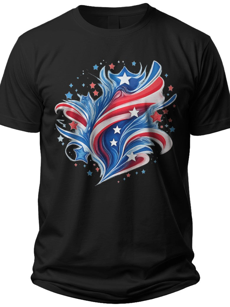 Stars & Stripes Flow American Flag Button Up Shirt - Adult Unisex Tee