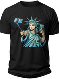 Selfie Liberty Funny Usa Shirt - Adult Unisex Tee