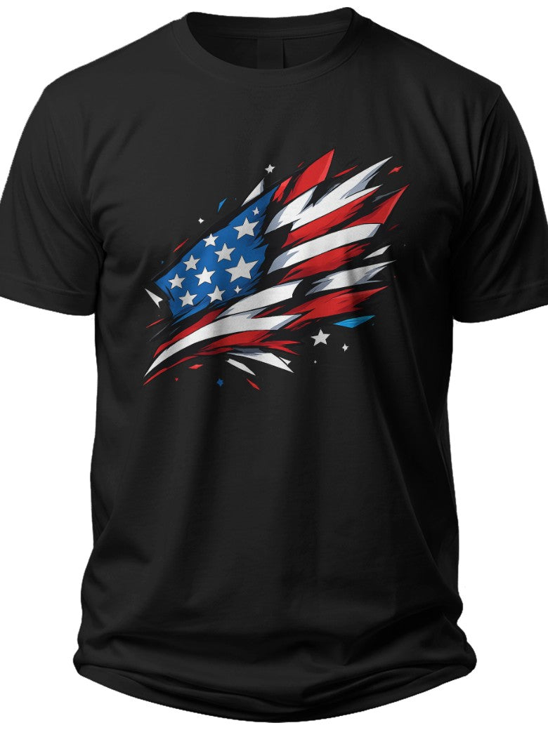 Patriotic Stripes & Stars Abstract American Flag T-shirts - Adult Unisex Tee