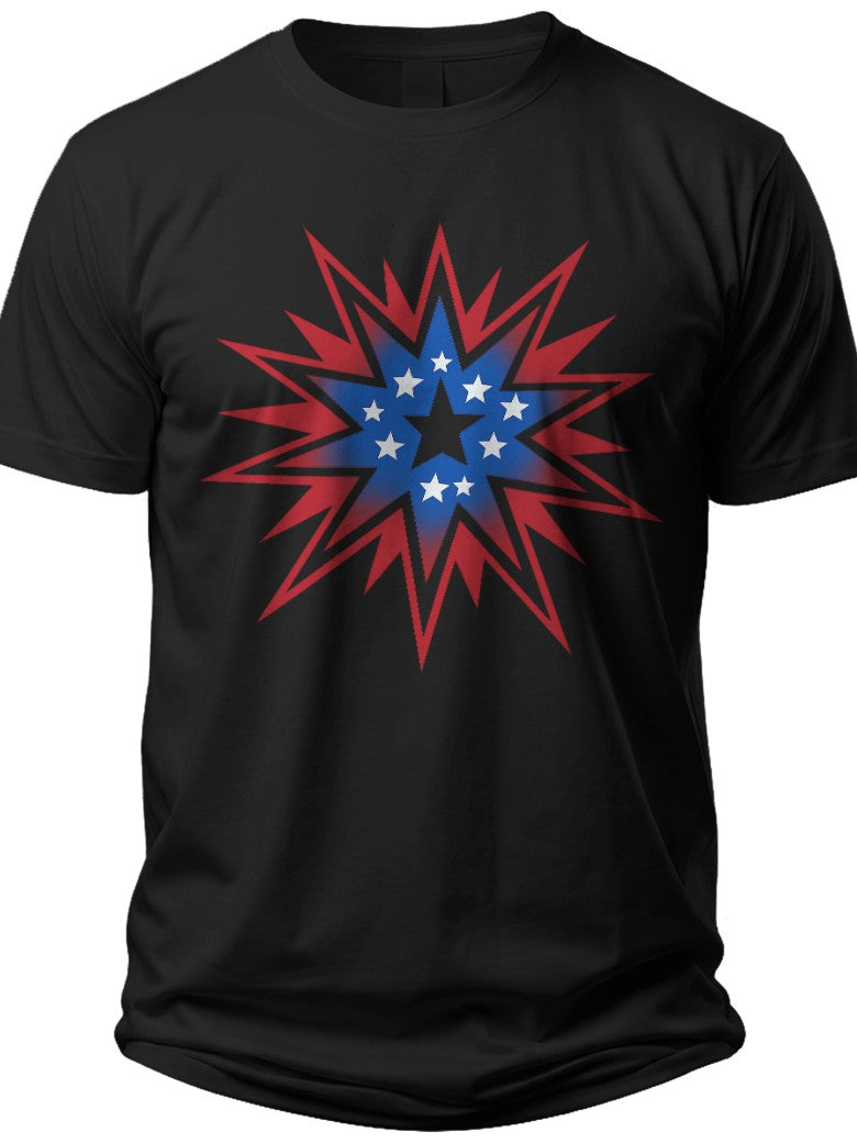 Patriotic Star Burst Womens Flag Shirt - Adult Unisex Tee