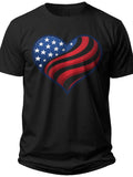 Patriotic Heart Stripes Womens Flag Shirt - Adult Unisex Tee