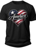 Patriotic Heart Script America Shirt Women - Adult Unisex Tee