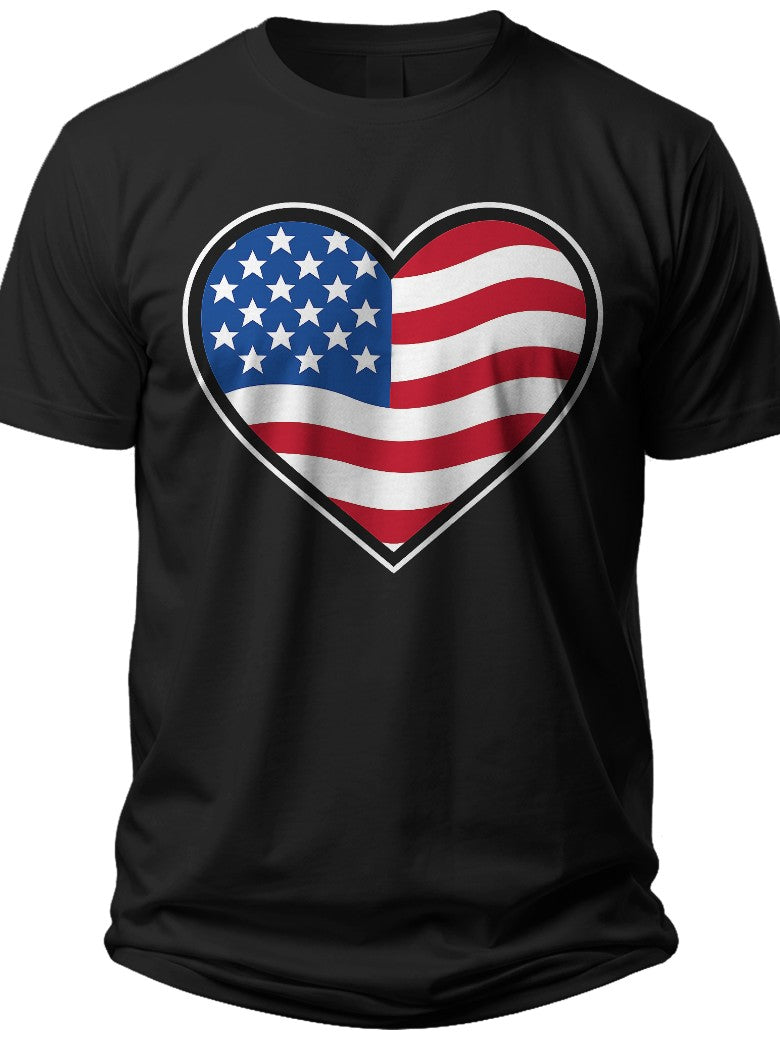 Patriotic Heart Flag Womens American Flag Shirt - Adult Unisex Tee