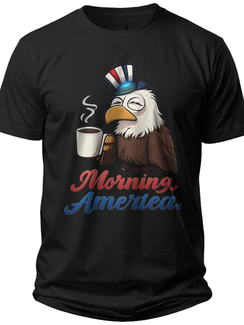 Patriotic Coffee Eagle Funny Usa Shirt - Adult Unisex Tee