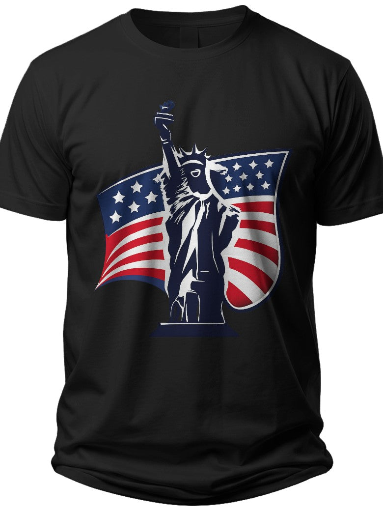 Liberty Silhouette Flag American Flag Shirts for Men - Adult Unisex Tee
