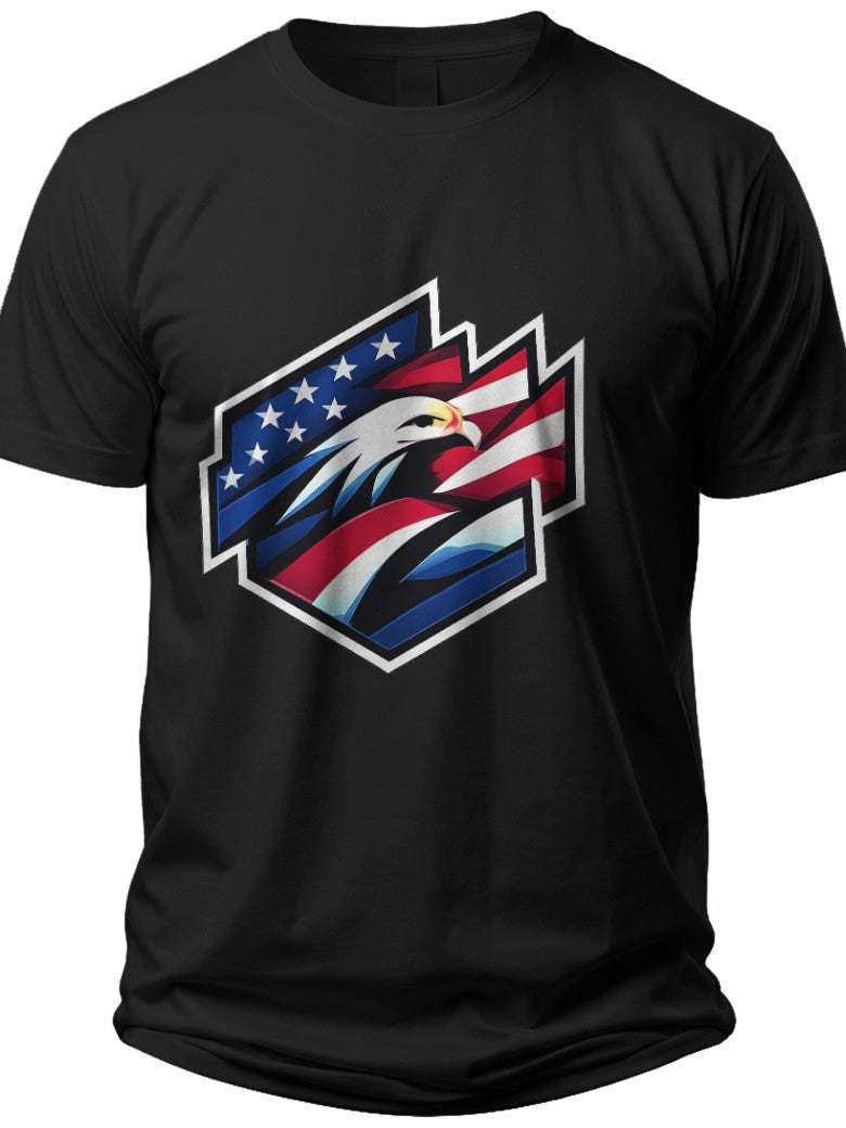 Geometric Eagle Flag American Flag Shirts for Men - Adult Unisex Tee