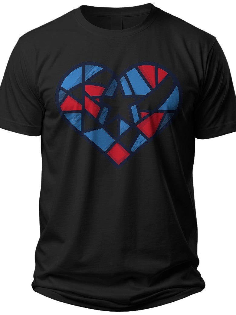 Geometric American Heart Living in America Shirt - Adult Unisex Tee