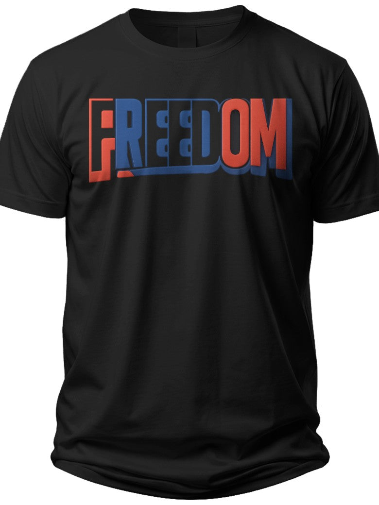 Bold Freedom Text Red White and Blue Shirt - Adult Unisex Tee