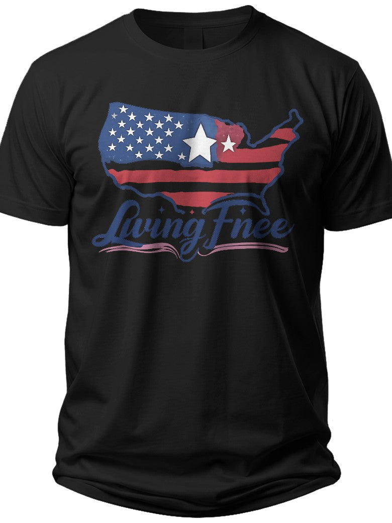 American Spirit Map Living in America Shirt - Adult Unisex Tee