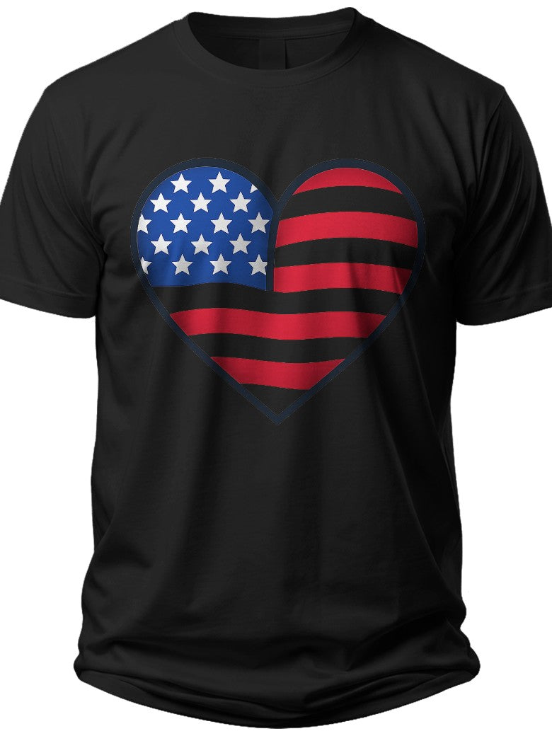 American Heart American Flag Button Up Shirt - Adult Unisex Tee