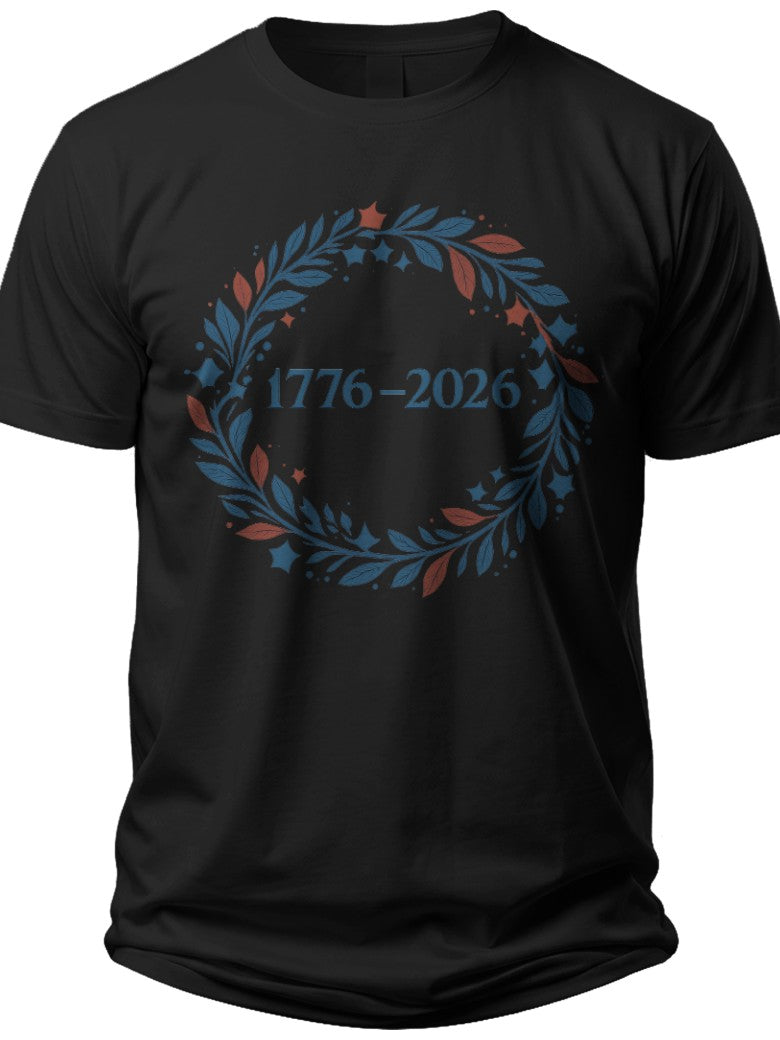 1776-2026 Wreath Mens America 250 Shirt - Adult Unisex Tee