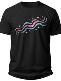 Starry Waves Doodle Red White Blue Shirts for Women - Adult Unisex Tee