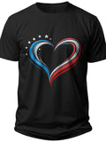 Patriotic Heart Outline American Flag Shirts for Women - Adult Unisex Tee