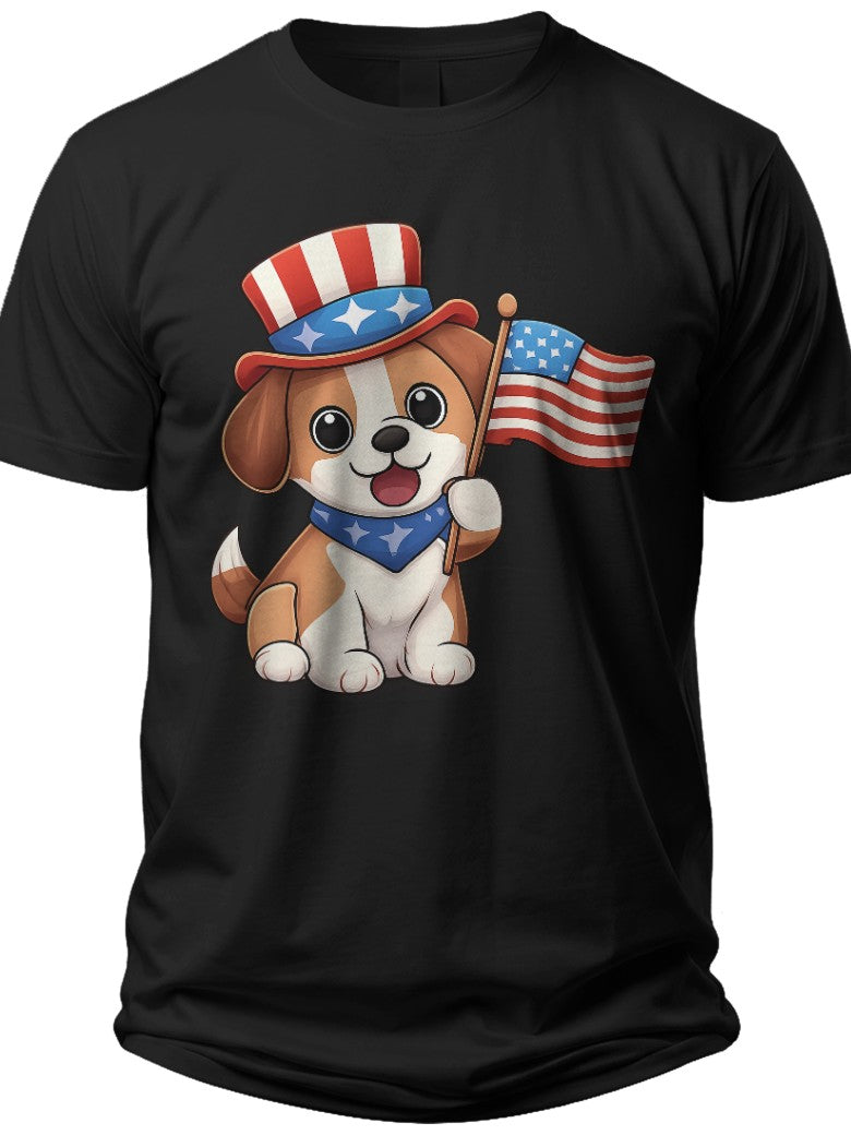 Little Patriot Pup Kids Usa Shirt - Adult Unisex Tee