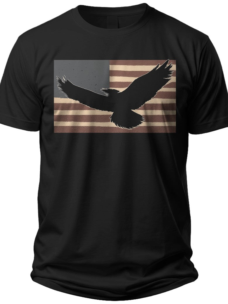 Vintage Flag Eagle Silhouette Mens Flag Shirt - Adult Unisex Tee