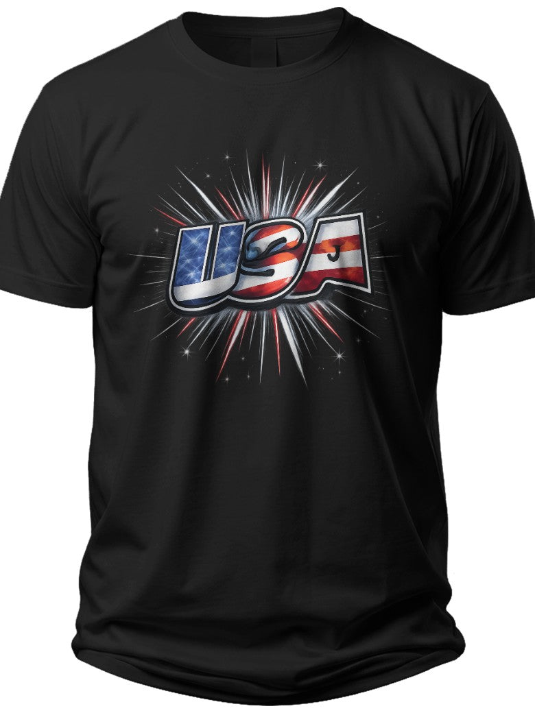 USA Star Burst American Flag Tshirt Women - Adult Unisex Tee