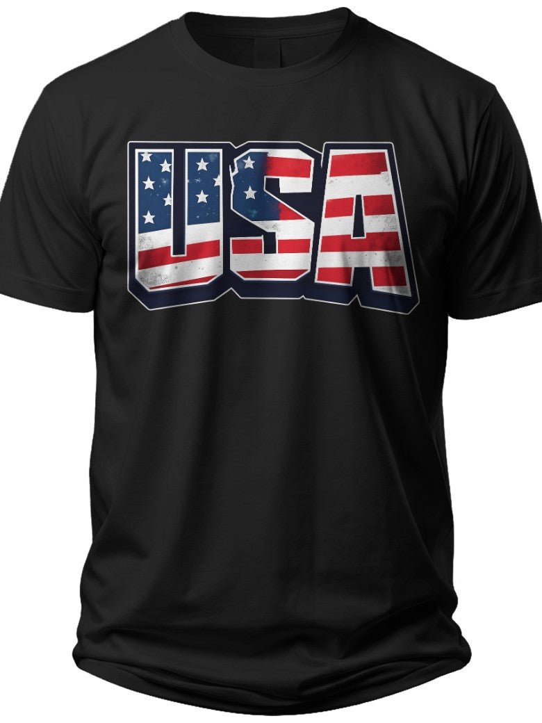 USA Flag Text Art Usa Shirt for Women - Adult Unisex Tee